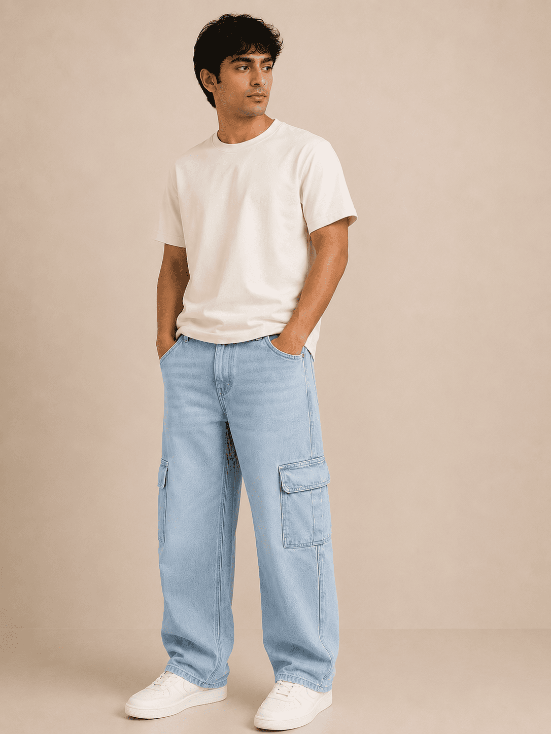 Skyline Light Blue Cargo Jeans