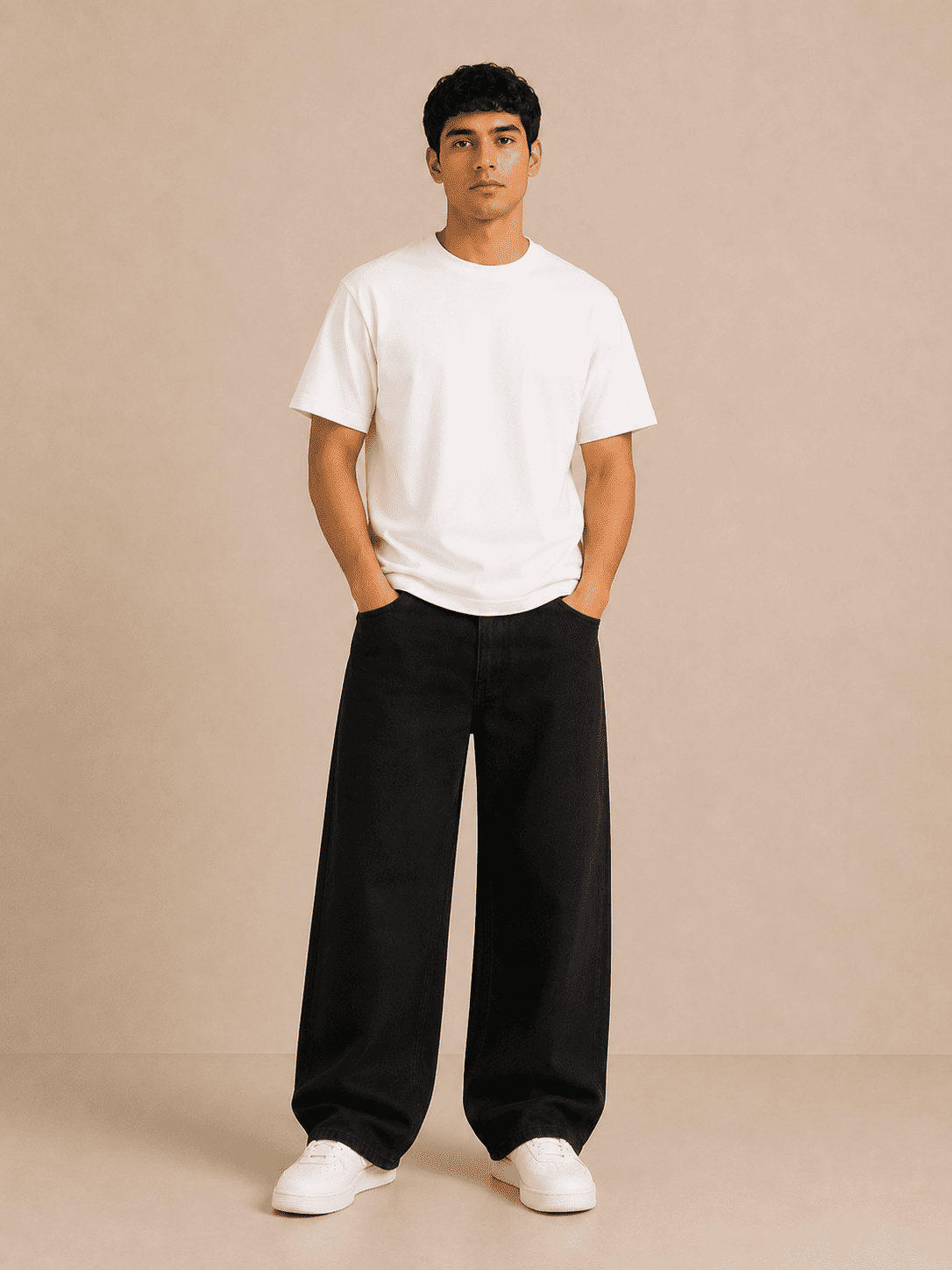 Noir Wide Leg Jean — Raw Black