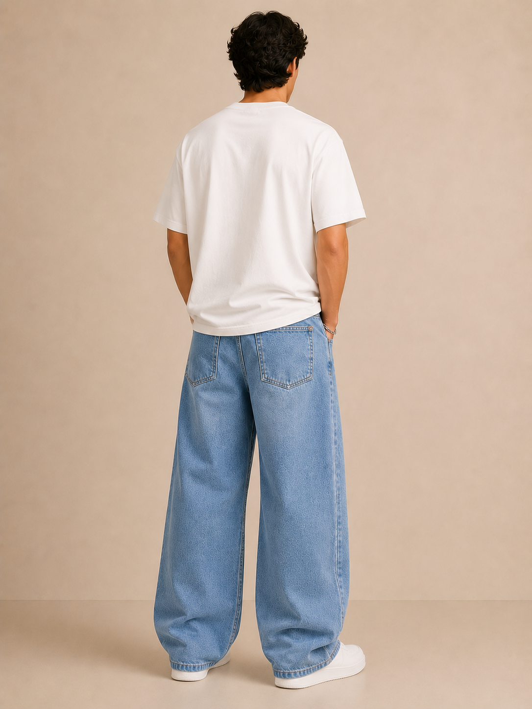 Indigo Light Blue Wide-Leg Jeans