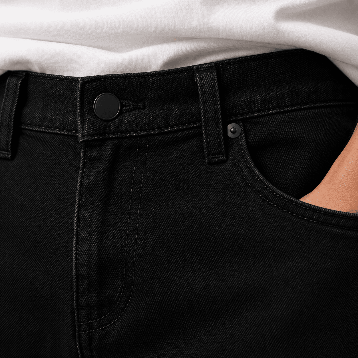 Noir Wide Leg Jean — Raw Black