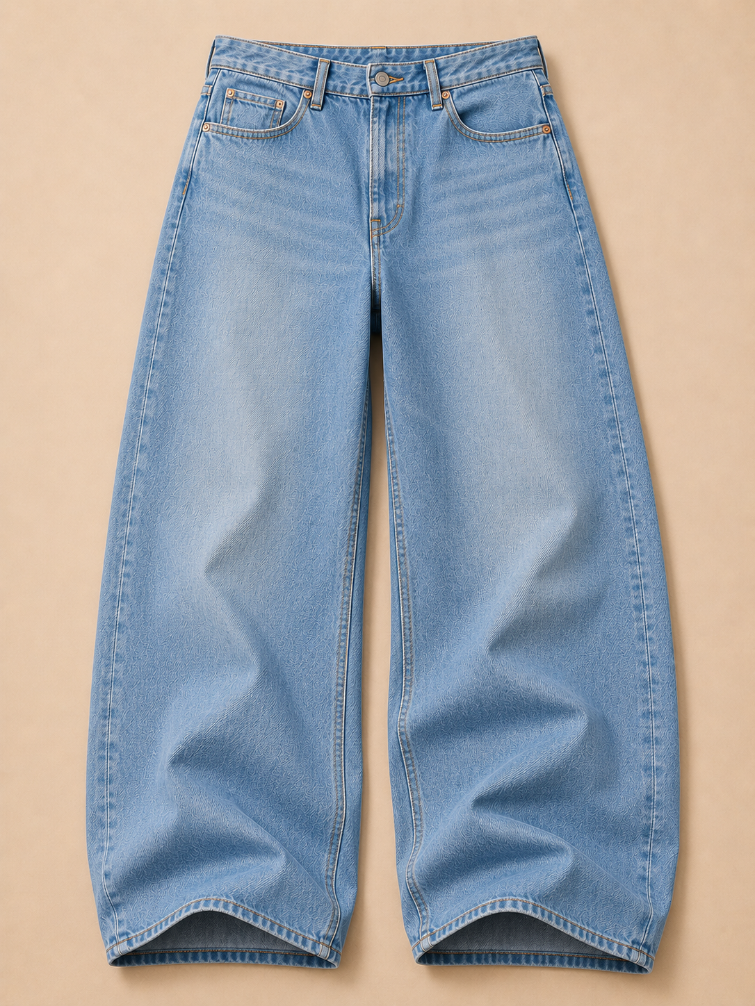 Indigo Light Blue Wide-Leg Jeans