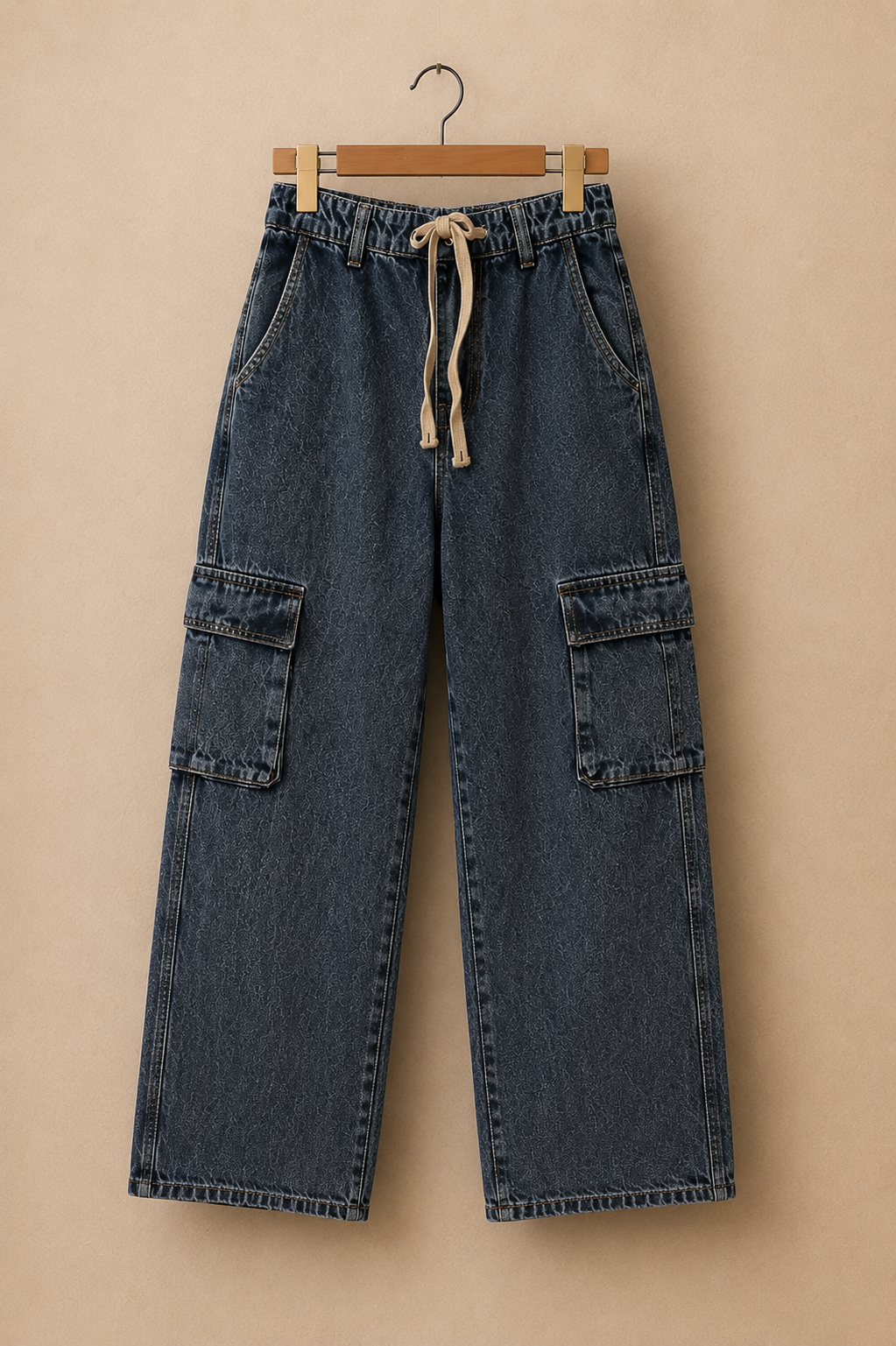 Coastal Cargo Washed Blue Utility Jeans