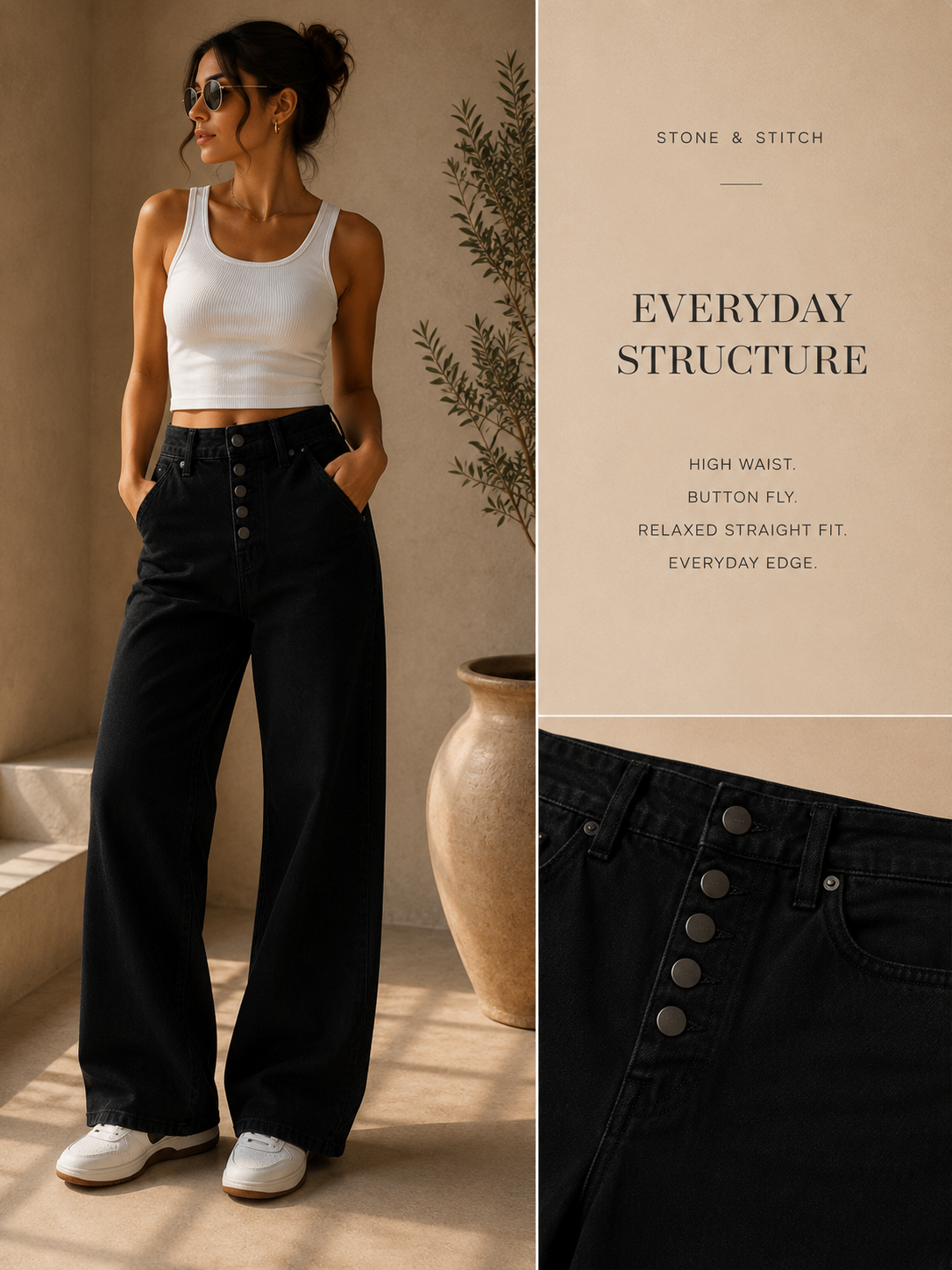 Eclipse Black Wide-Leg Jeans