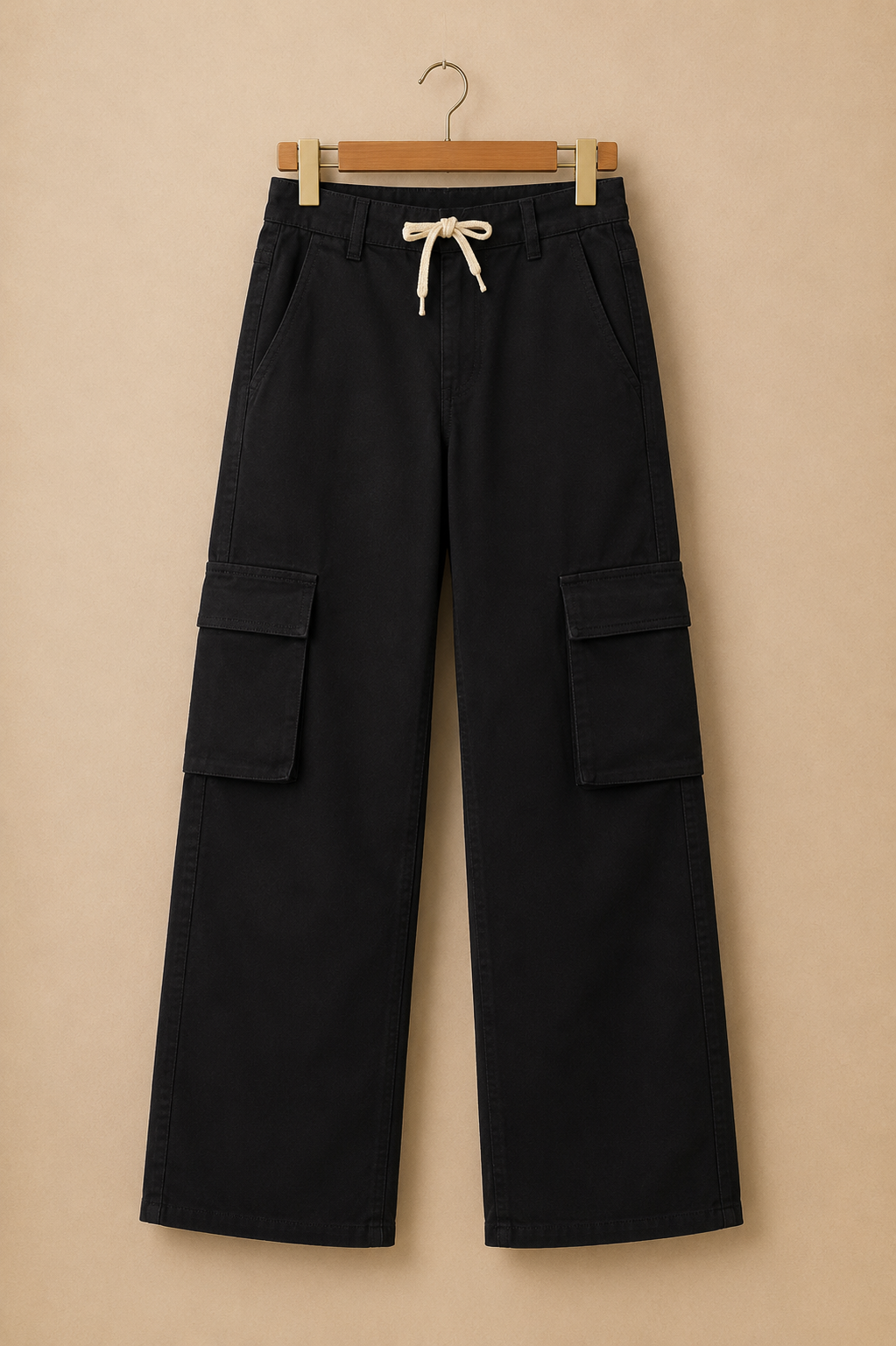 Onyx Black Relaxed Cargo Jeans