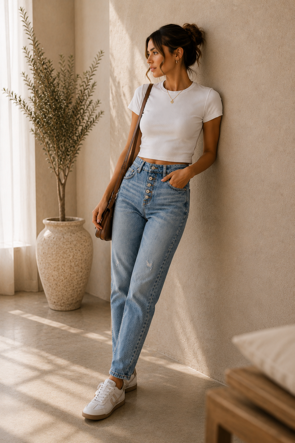 Vintage Blue Button-Fly Mom Jeans
