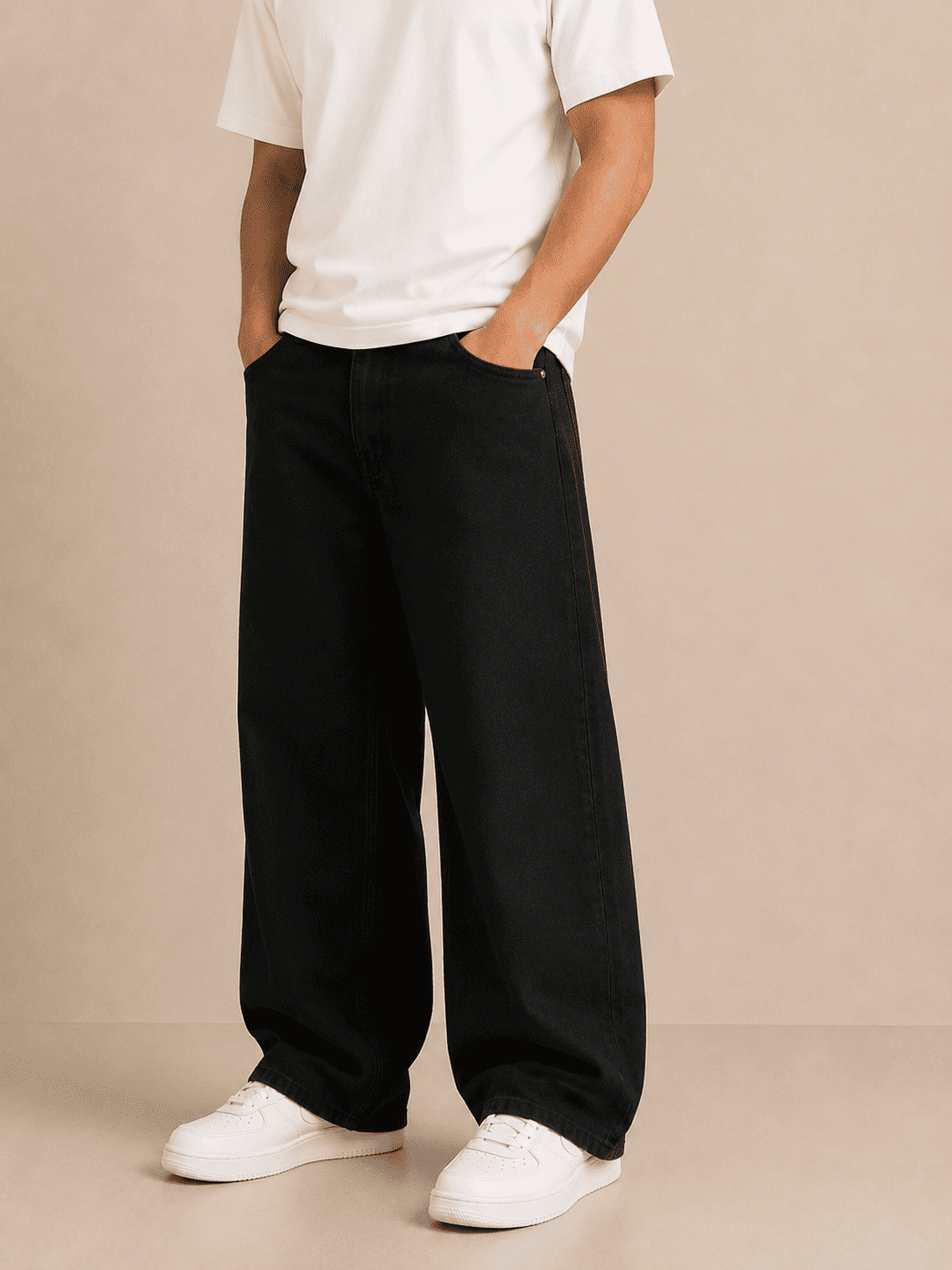 Noir Wide Leg Jean — Raw Black