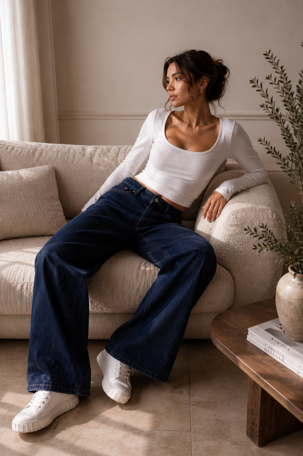 Midnight Flow Dark Indigo Wide-Leg Jeans