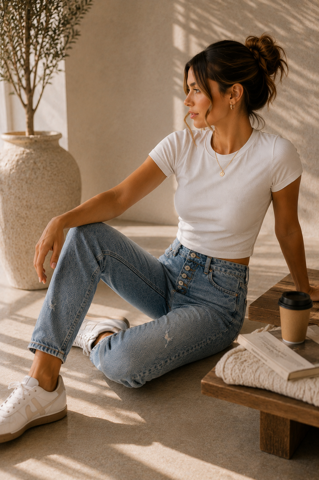 Vintage Blue Button-Fly Mom Jeans
